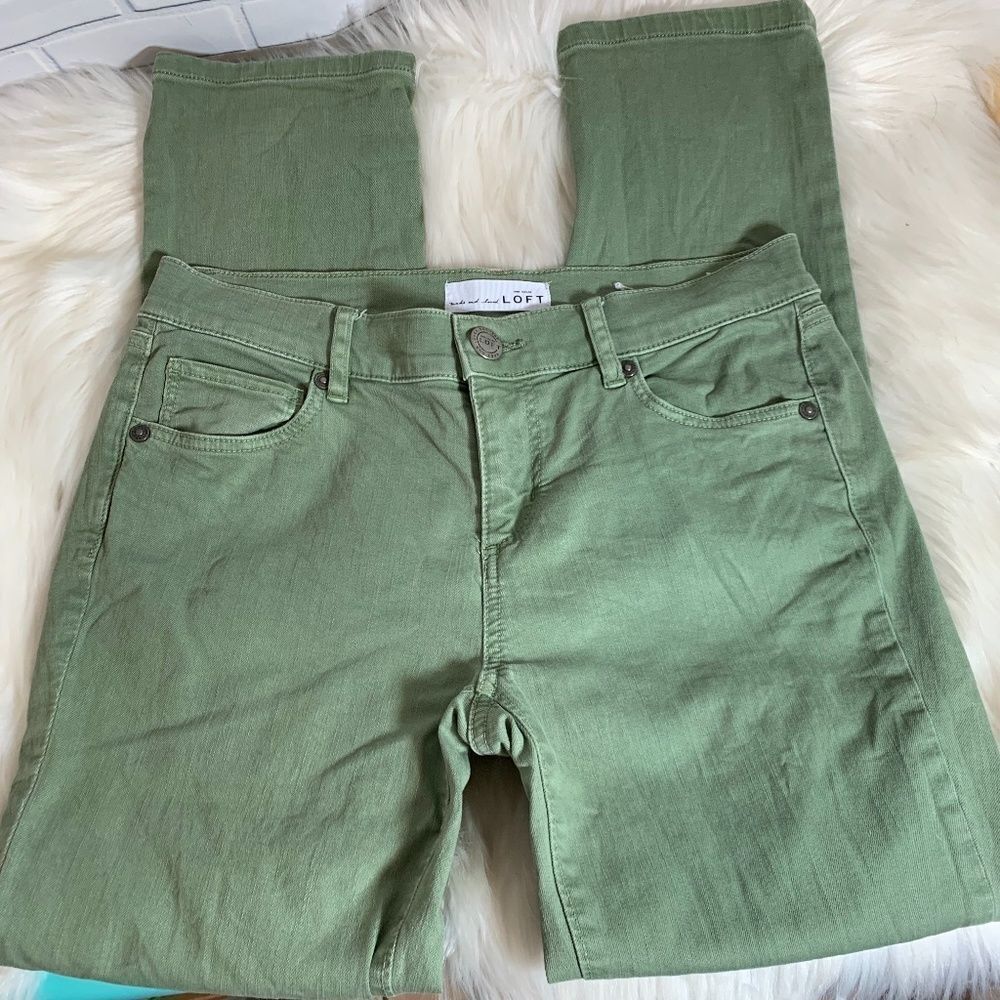 Ann Taylor‎ Loft Green Jeans Skinny Crop Sz 25